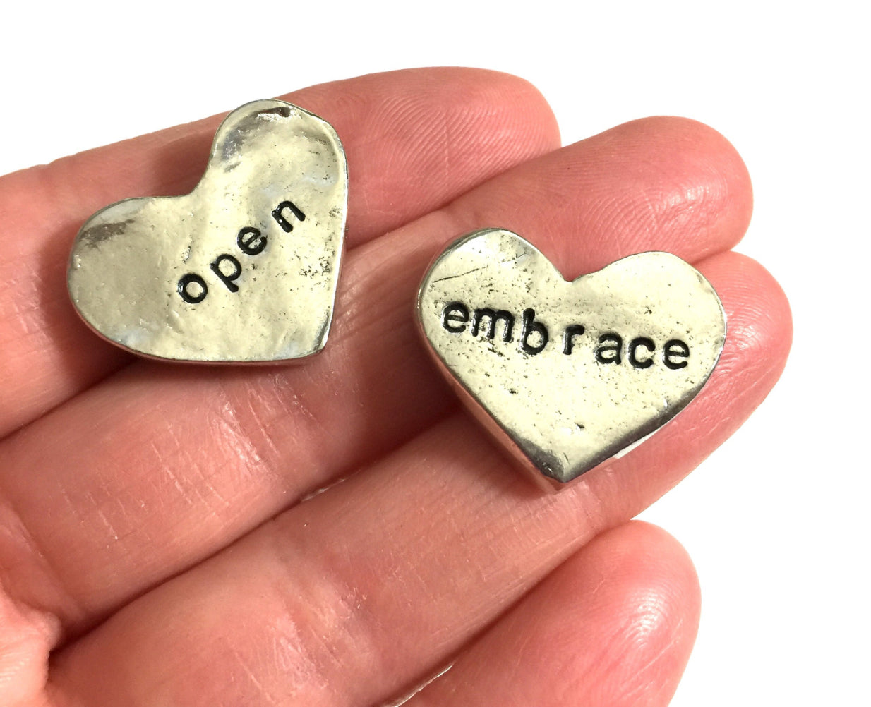 Custom Word Pewter Heart Talisman